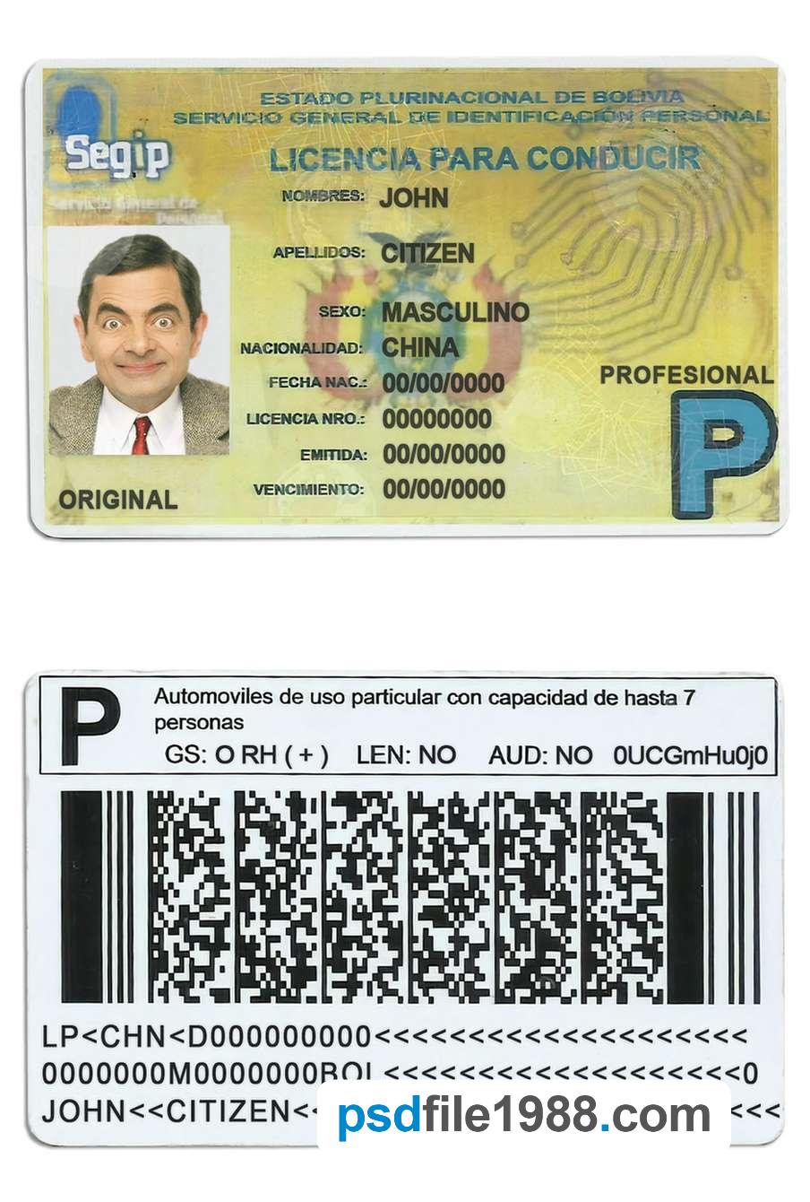 Bolivia Driving License